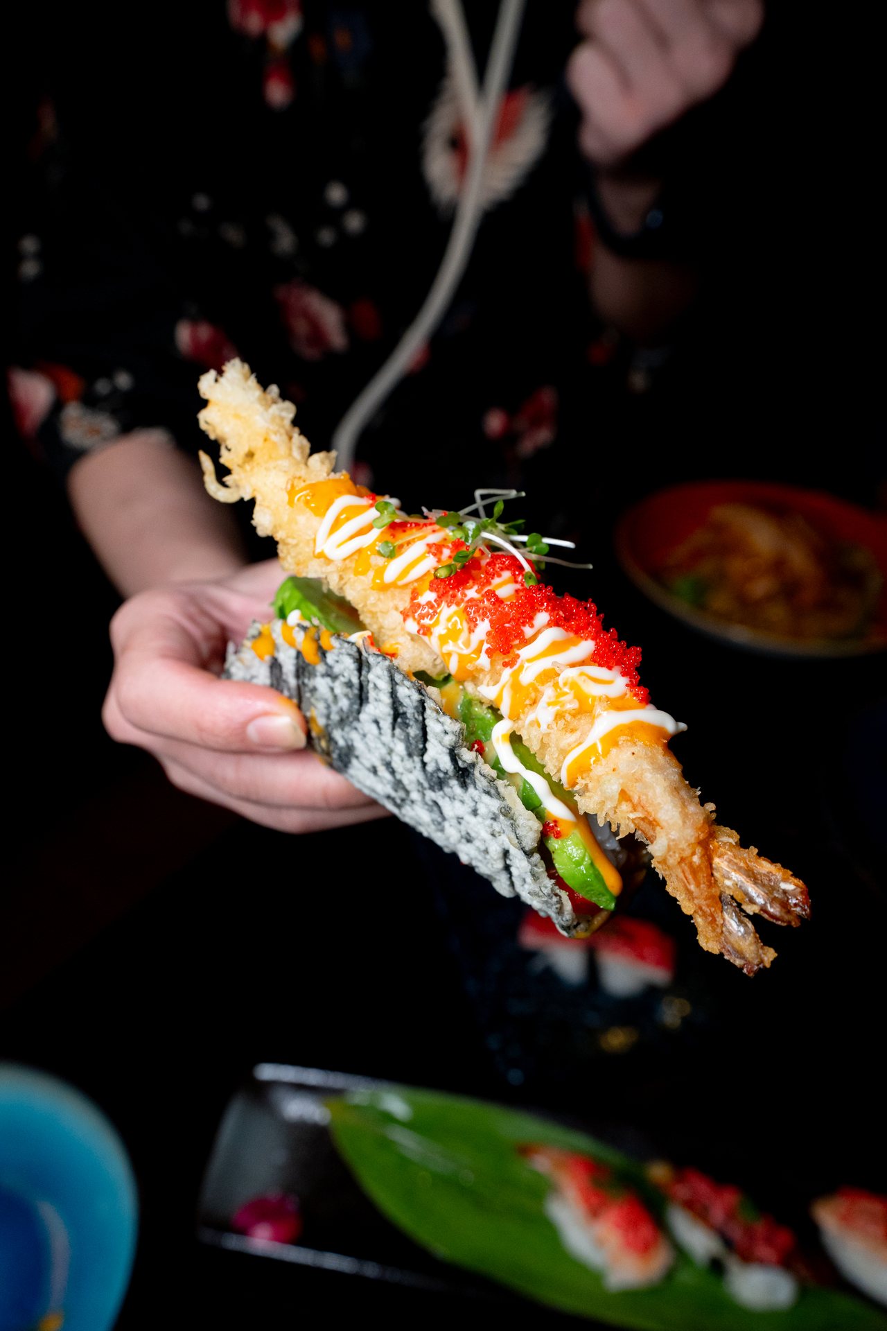 Japanese dishes set out for sharing at Kyodai